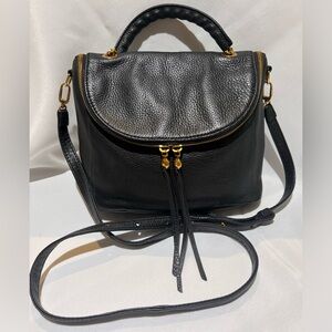 HOBO 11x 8 1/2 Fern black satchel crossbody with top handle and adjustable strap